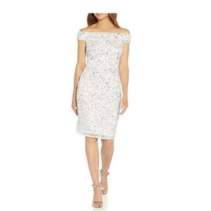 Adrianna Papell Sequin Beaded Mesh Cocktail Dress
